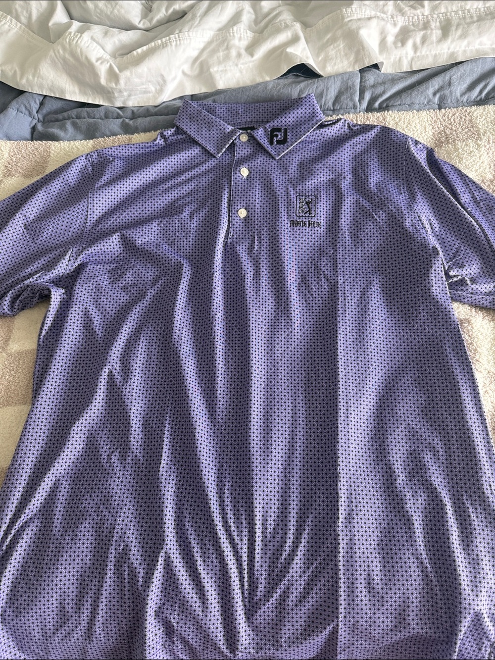 FootJoy Purple Micro-Pattern Polo with Embroidered Logo - Myrtle Beach